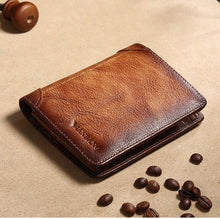 Lataa kuva Galleria-katseluun, Men&#39;s Wallets Genuine Leather Trifold Wallet with ID Window
