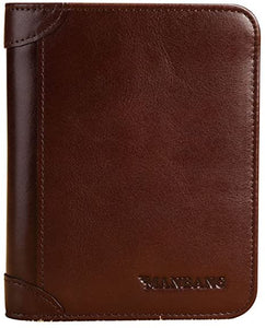 Men's Wallets Genuine Leather Trifold Wallet with ID Window