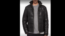 Load image into Gallery viewer, Men Leather Puffer Jacket
