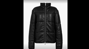 Men Leather Puffer Jacket