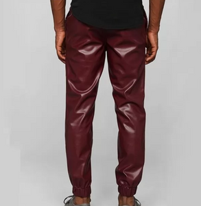 Maroon Genuine Leather Jogger pants