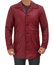 Lataa kuva Galleria-katseluun, Men&#39;s Red Genuine Leather Coat
