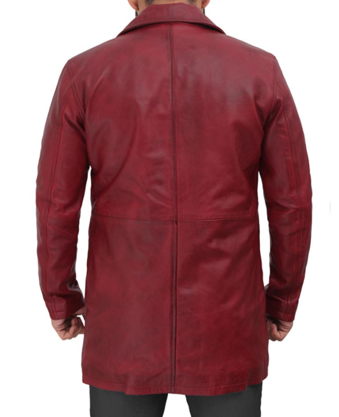 Kastanienbrauner 3/4-langer Ledermantel