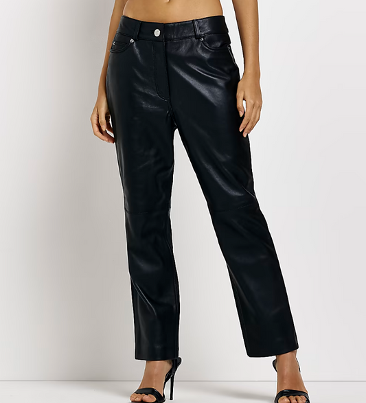 Women's Black Genuine Leather Pants