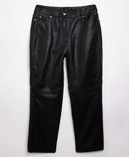 Charger l&#39;image dans la galerie, Jeans en cuir véritable noir pour femme
