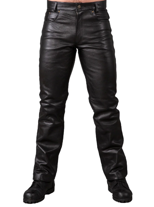 Men's Genuine Leather Boot Cut Pants