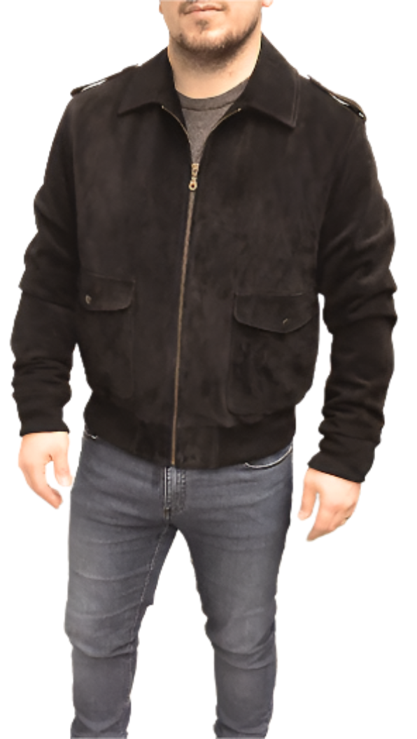 Veste en daim noire pour homme