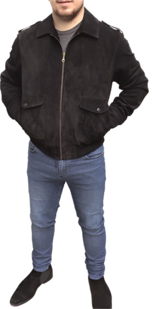 Veste en daim noire pour homme