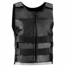 Lataa kuva Galleria-katseluun, Men&#39;s Black Genuine Leather Bullet Proof Style Biker Vest

