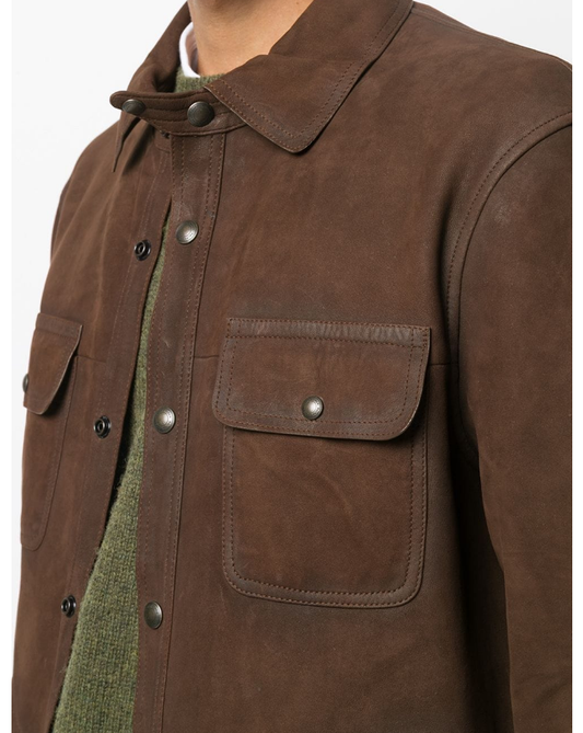 Veste en cuir suédé marron pour homme