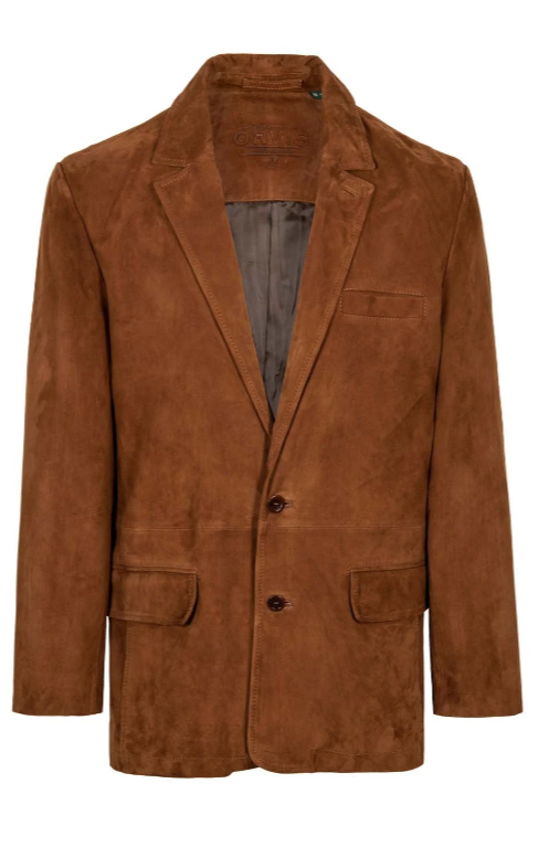 Men s Brown Suede Blazer Leather Right