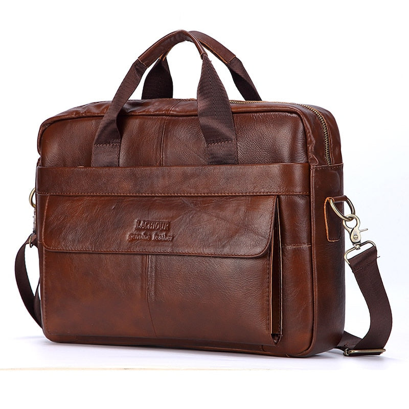 Men's Genuine Leather Handbags Laptop Bag Business Travel