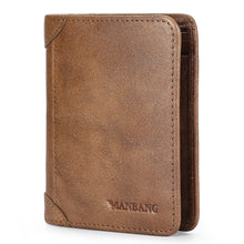 Cargar imagen en el visor de la galería, Men&#39;s Wallets Genuine Leather Trifold Wallet with ID Window
