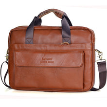 Indlæs billede til gallerivisning Men&#39;s Genuine Leather Handbags Laptop Bag Business Travel Messenger Bag
