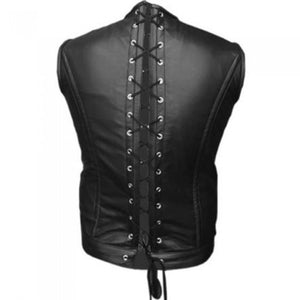 Men's Real Leather Vest Steel Boned Victorian Style Corset Gothic Steampunk Vest
