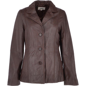 Damen braune echte Lederjacke