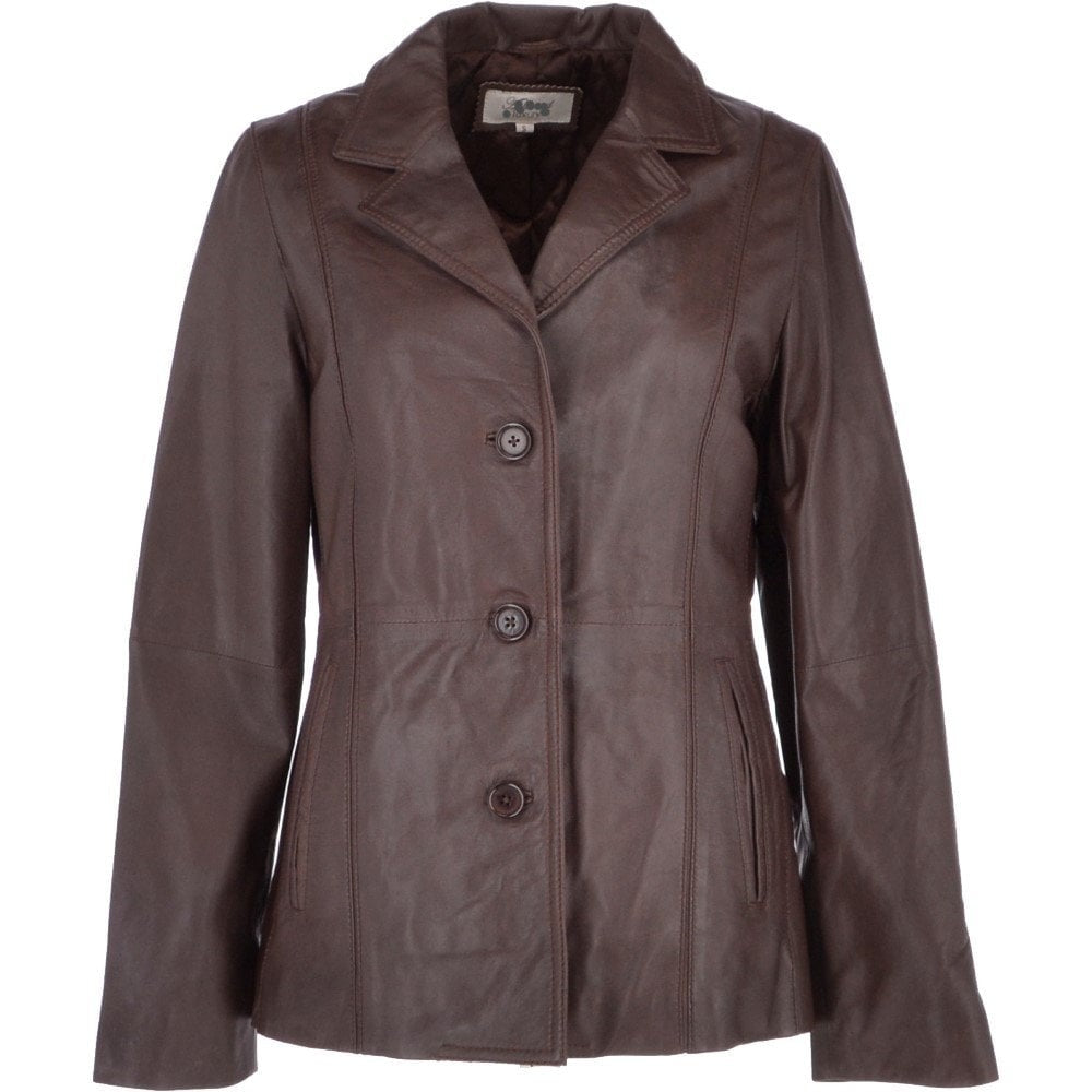 Damen braune echte Lederjacke