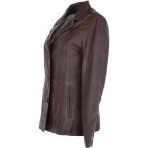 Damen braune echte Lederjacke