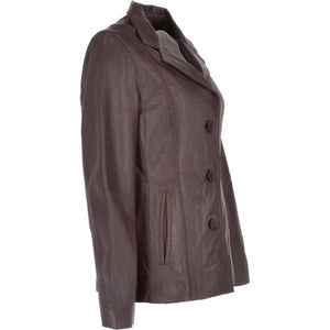 Ladies Brown Genuine Leather Jacket