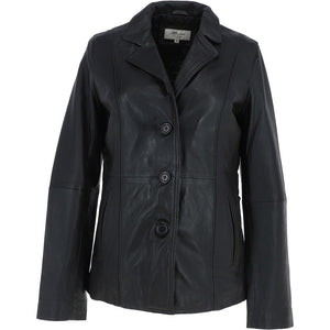 Veste en cuir véritable noir pour femme