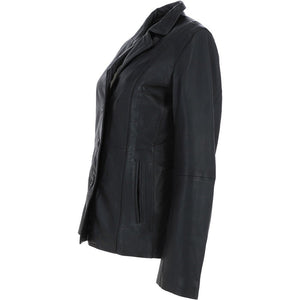 Veste en cuir véritable noir pour femme