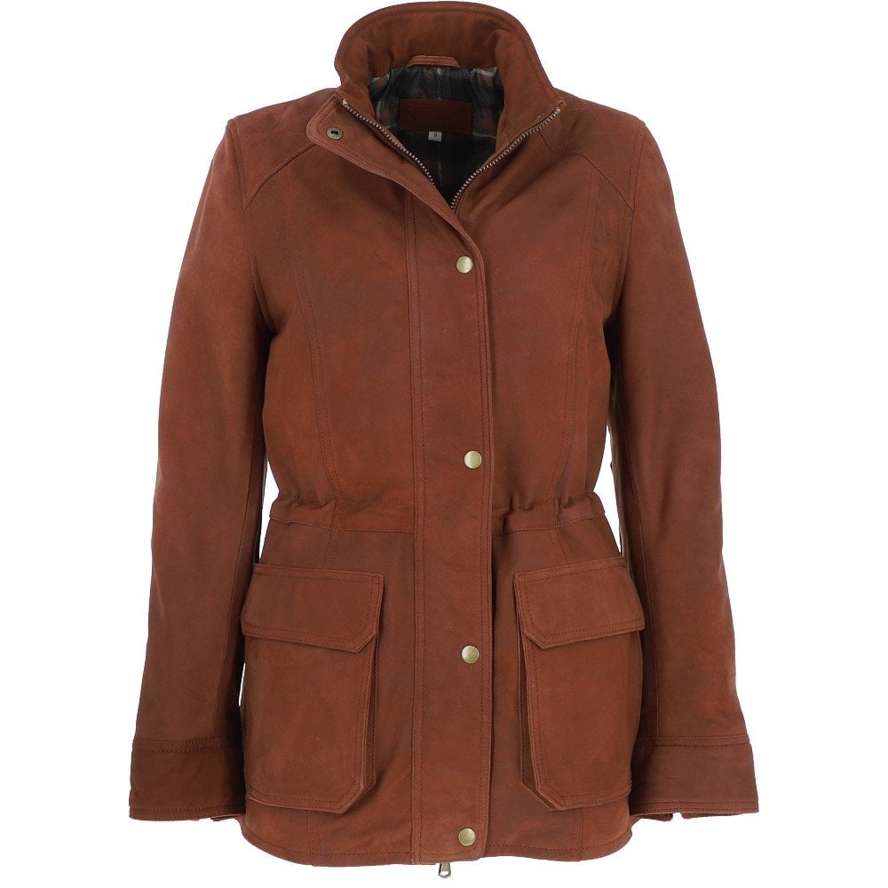 Ladies Brown Nubuck Leather Jacket