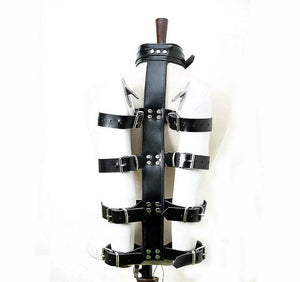 Genuine Leather Arm & Neck Binder Restraint Bondage