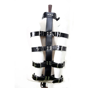 Genuine Leather Arm & Neck Binder Restraint Bondage