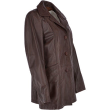 Indlæs billede til gallerivisning Womens Genuine Leather Single Breasted 3/4 Length Coat
