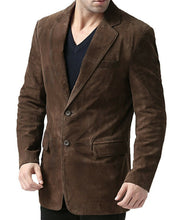 Cargar imagen en el visor de la galería, Men&#39;s Brown Suede Blazer Jacket
