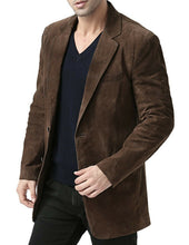 Carica l&#39;immagine nel visualizzatore di Gallery, Men&#39;s Brown Suede Blazer Jacket
