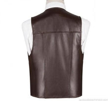 Last inn bildet i Galleri-visningsprogrammet, Men&#39;s Brown Genuine Sheep Leather Waistcoat Vest
