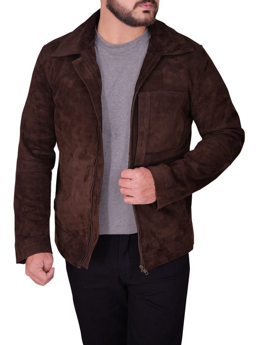 Men's Brown Suede Leather Jacket