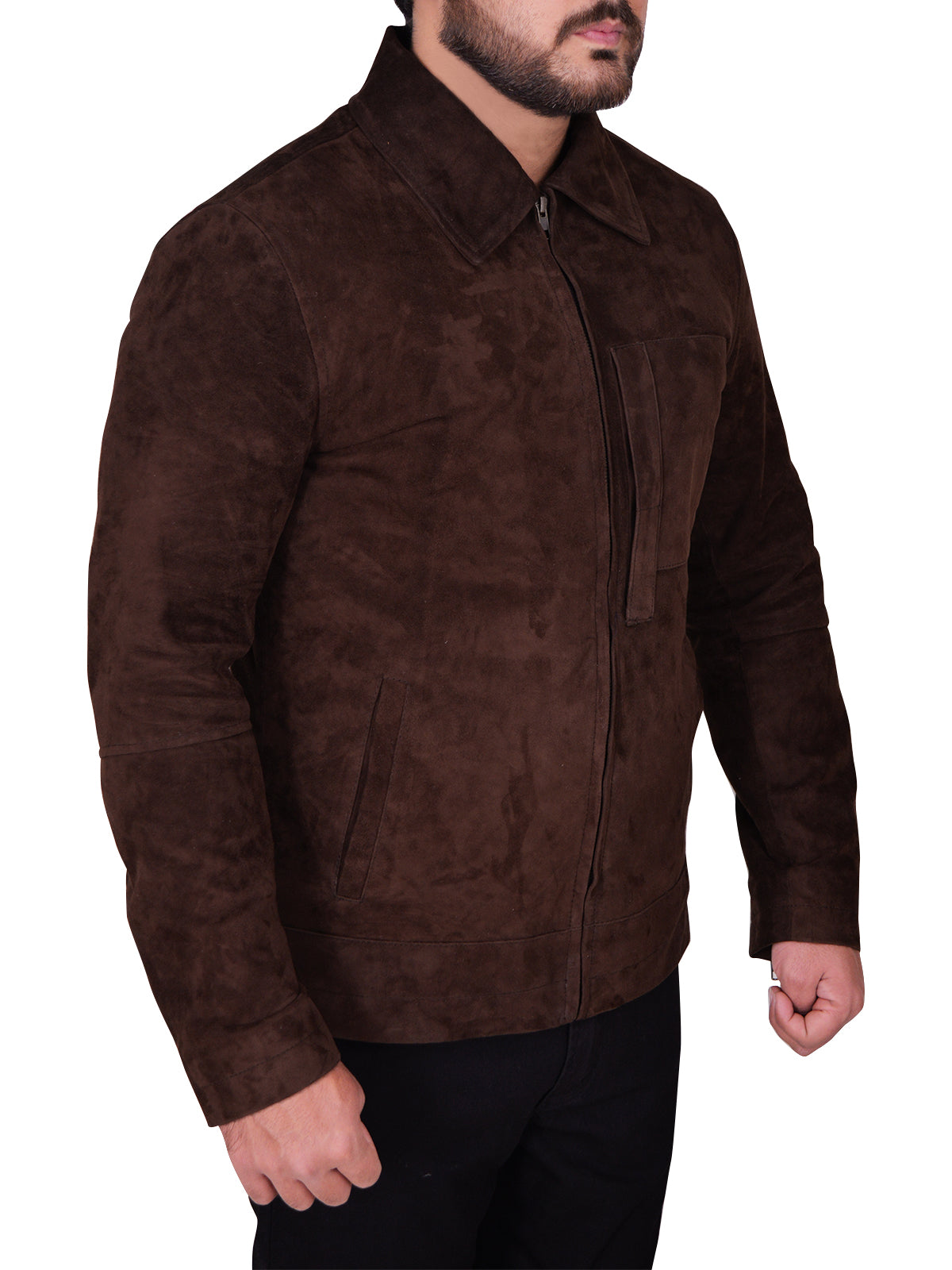 Braune Wildlederjacke für Herren