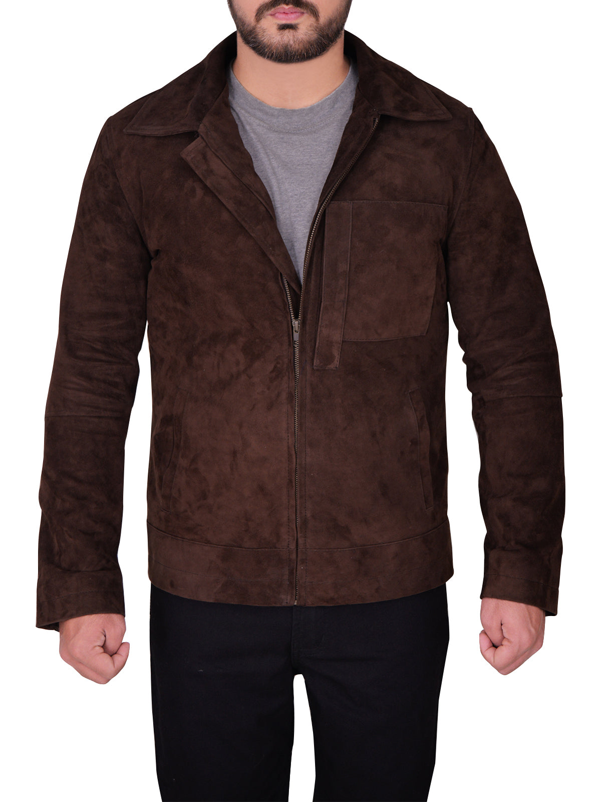 Braune Wildlederjacke für Herren