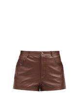 Carica l&#39;immagine nel visualizzatore di Gallery, Ladies High Rise Brown Leather Shorts
