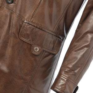 Men's Brown Genuine Leather Coat Jacket