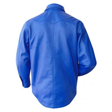 Afbeelding in Gallery-weergave laden, Blue Leather Long sleeve shirt
