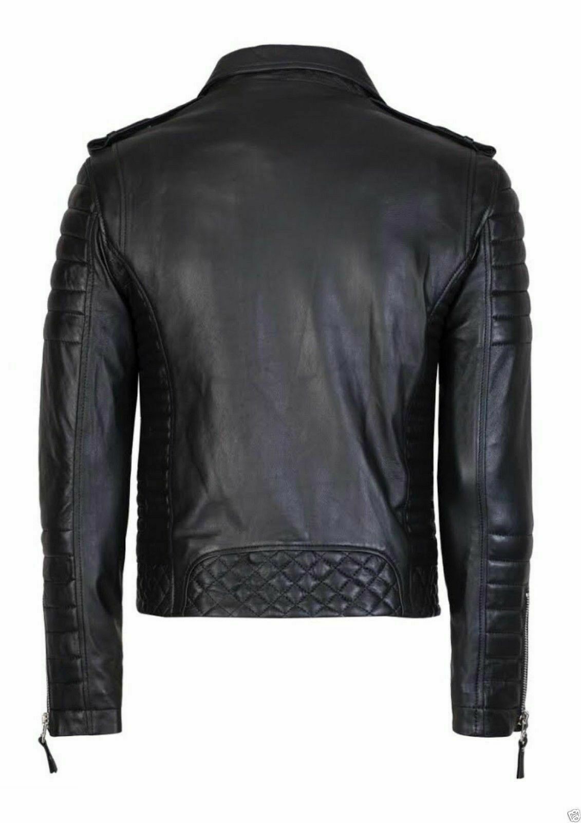 Men's Slim Fit Leather Quilted Jacket