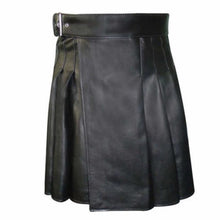 Lataa kuva Galleria-katseluun, Men&#39;s Black Genuine Leather Pleated Kilt
