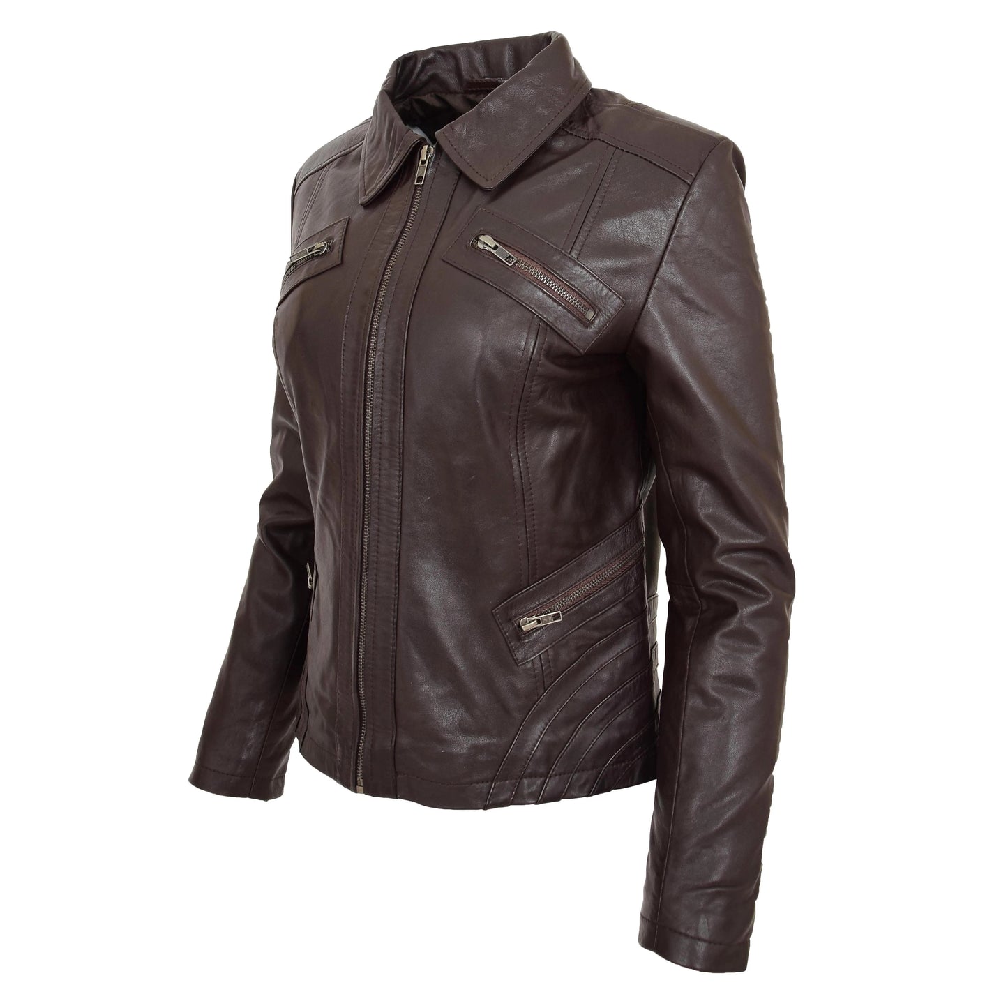 Women's Dark Brown Genuine Leather Jacket