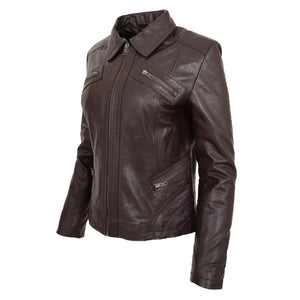 Ladies Dark Brown Genuine Leather Jacket