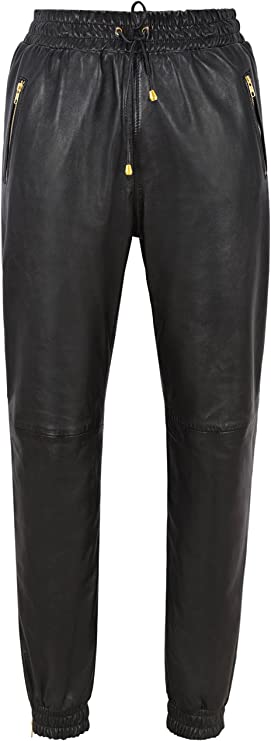 Men's Black Leather Joggers pants
