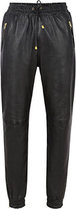 Pantalon de jogging homme en cuir noir