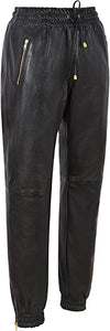 Pantalon de jogging homme en cuir noir