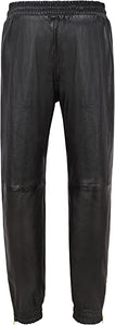 Pantalon de jogging homme en cuir noir