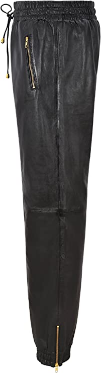 Men's Black Leather Joggers pants