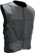 Load image into Gallery viewer, Mens Genuine Leather Cut SWAT Style Biker Vest
