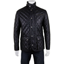 Afbeelding in Gallery-weergave laden, Men&#39;s Black Genuine Leather Quilted Jacket
