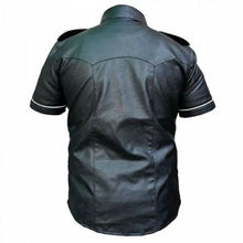 Cargar imagen en el visor de la galería, Men&#39;s Genuine Leather Gothic Punk Police Leather shirt
